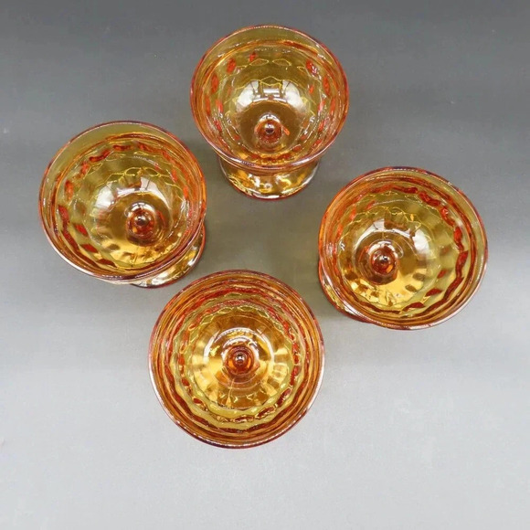 Indiana Glass Amber Whitehall Footed Sherbet Dessert Dish Glass Vintage Set of 4 - Picture 3 of 7